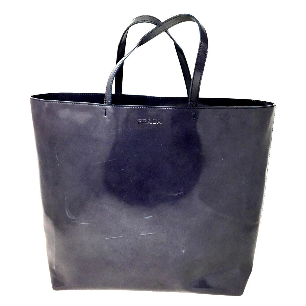 Prada Enamel Logo Embossed Tote Bag Shoulder Bag